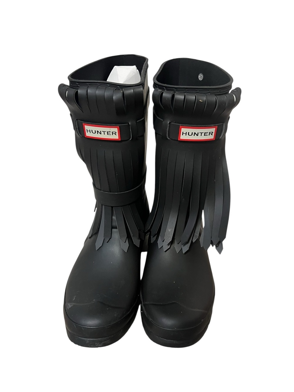 Hunter Original Short Fringe Rain Boots Black Slate Size 10 Rare - Picture 4 of 10